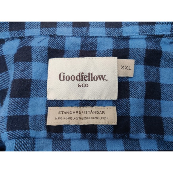 Goodfellow & Co Mens Plaid Button Down Shirt Long Sleeve Blue Black Size XXL - Picture 3 of 9